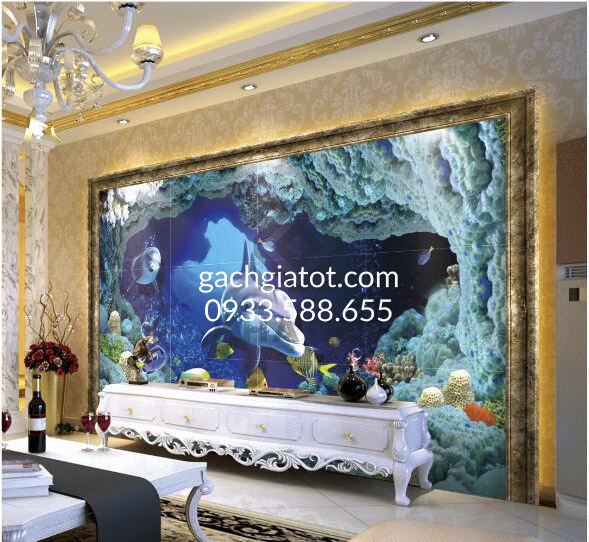 gach 3D op tuong phong khach