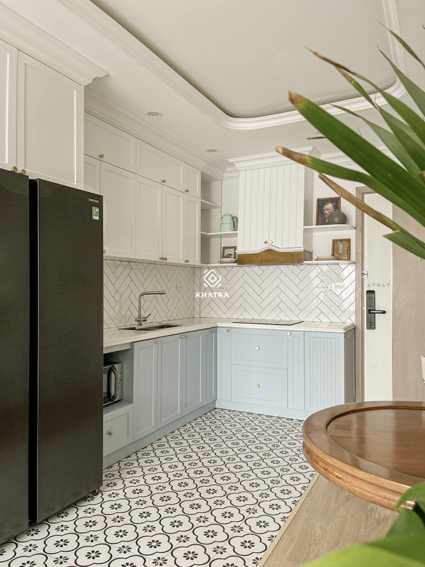Hình thực tế gạch bông p225 lát nền bếp