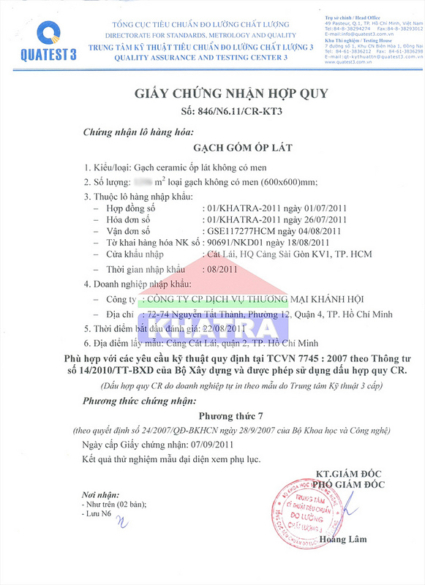 Chứng nhận chất lượng