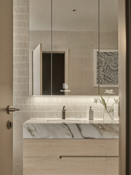 Mosaic stripe xám ốp tường toilet