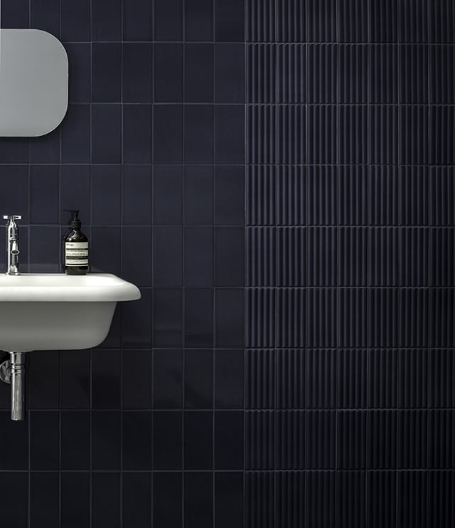 Phối gạch thẻ Demin và gạch Mosaic ốp tường