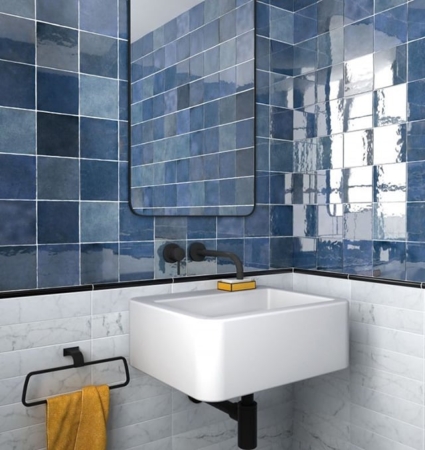 Gạch thẻ vuông Classic Blue ốp phòng tắm Gạch thẻ vuông Classic Blue ốp phòng tắm