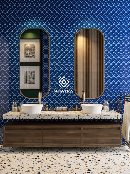 Gạch vảy cá phối Terrazzo lát nền