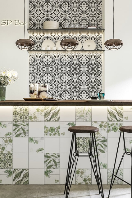 Gạch bông Shamrock Gạch KHA-Shamrock ốp tường quầy bar