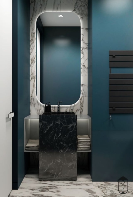 Gạch vân marble phối nội thất Prussian Blue Gạch vân marble phối nội thất Prussian Blue