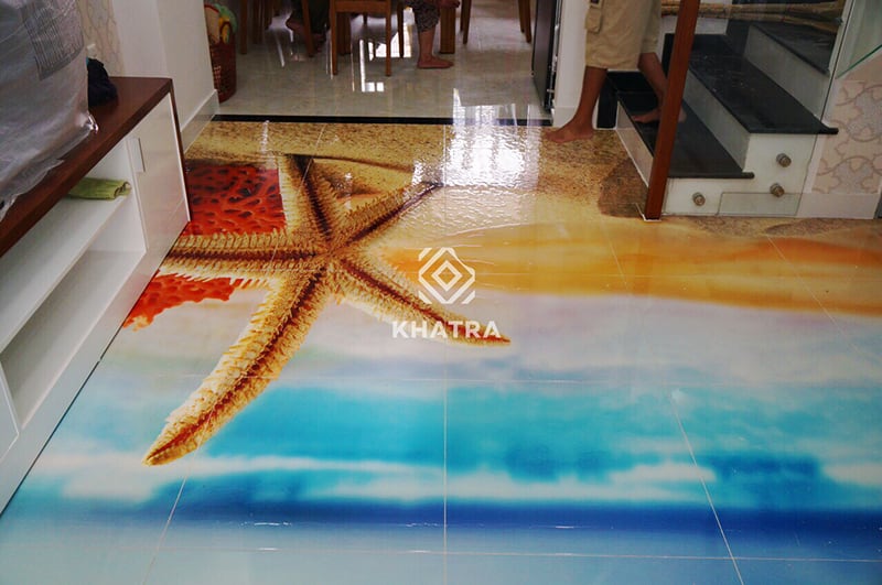 Gạch 3D lát nền hình sao biển