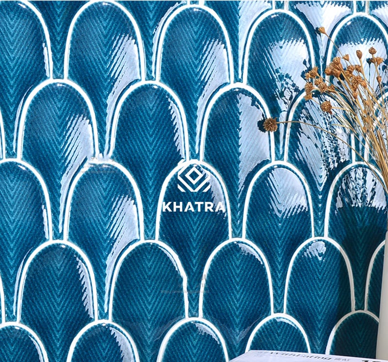 Mẫu gạch Classic Blue hình lông vũ ốp tường Mẫu gạch Classic Blue hình lông vũ ốp tường