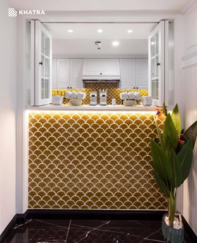 Gạch vảy cá ốp tường nhà tắm