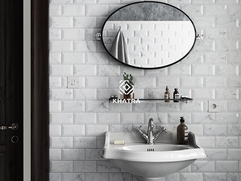 Mẫu gạch thẻ Marble vát cạnh 75x150