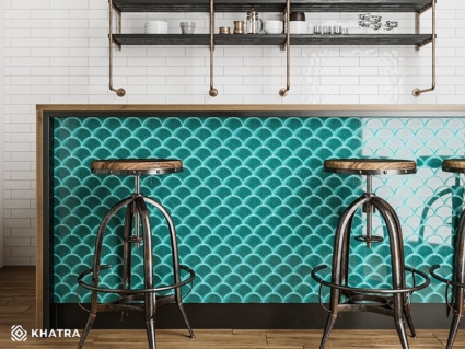 Gạch vảy cá Teal 90011 ốp quầy bar