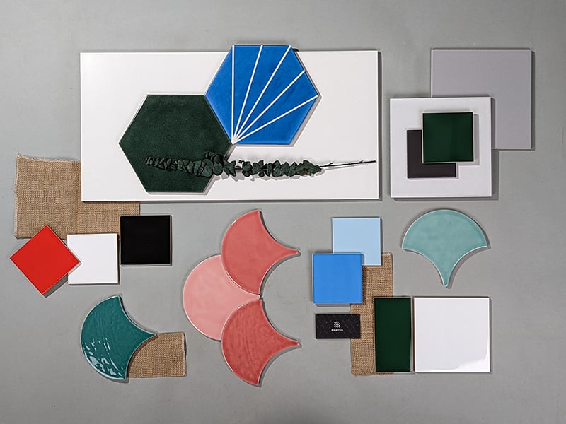 Flatlay phối gạch vảy cá lớn