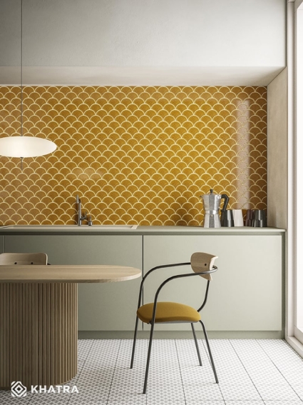 Gạch vảy cá Gold ốp bếp