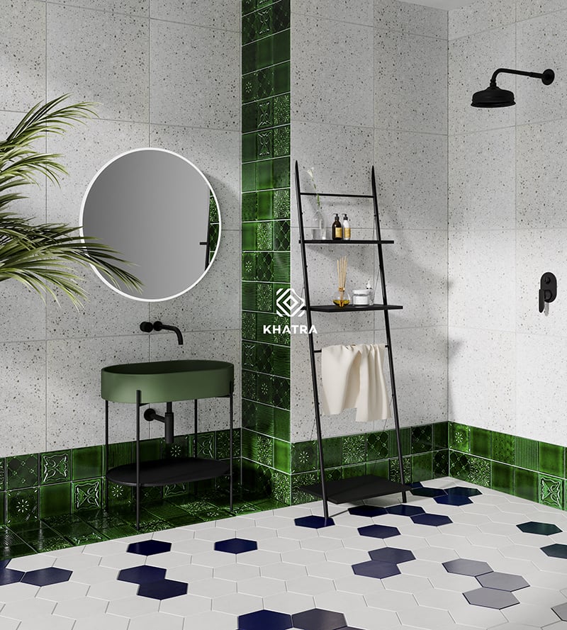 Phối gạch Terrazzo gạch gốm và gạch lục giác