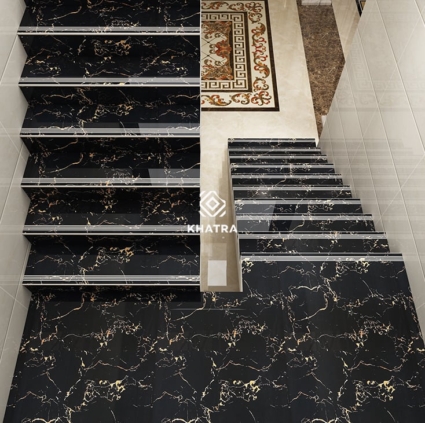 Gạch Marble đen ốp lát cầu thang