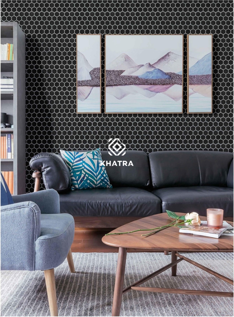 Gạch Mosaic lục giác đen ốp trang trí