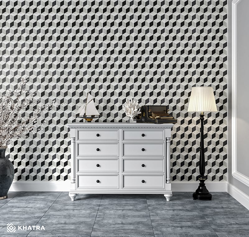 Phối gạch bông KHA204 và gạch granite FN6019