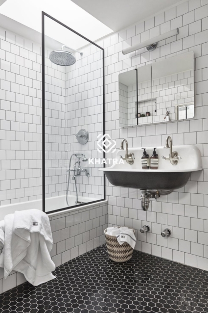 Gạch thẻ trắng 75×150 ốp tường nhà tắm Gạch thẻ trắng 75x150 ốp tường nhà tắm