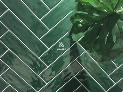 Gạch thẻ gợn màu Dark Green ốp tường