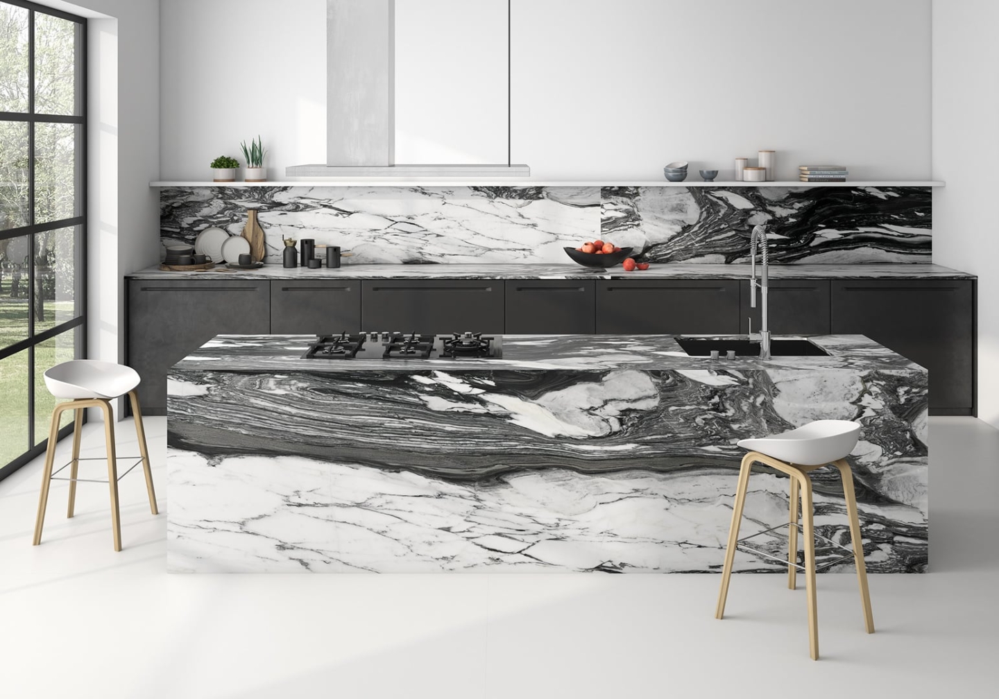 Gạch giả đá Marble ốp kệ bếp