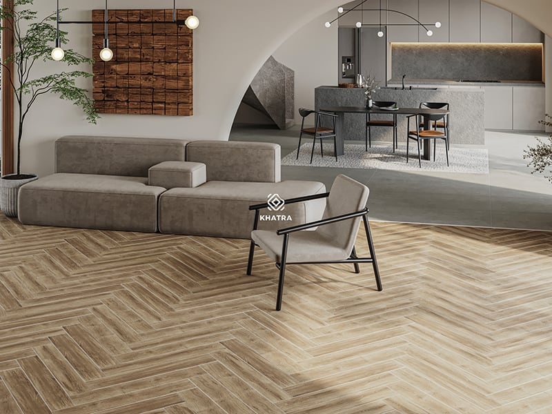 Phối gạch gỗ W96006 với gạch Granite T12619