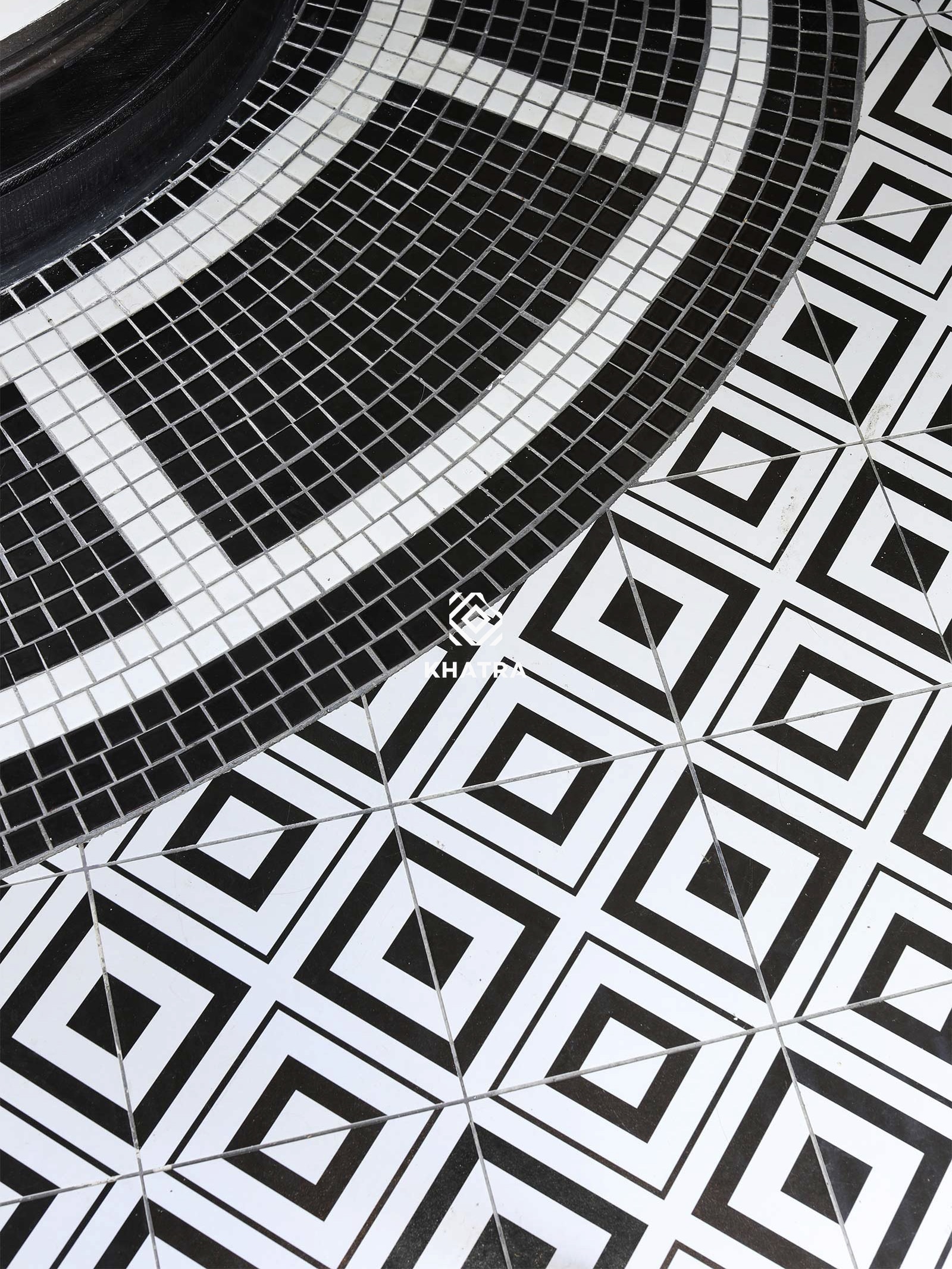 Gạch bông P201F phối Mosaic lát nền