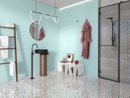Phối gạch thẻ Y33F25M với Terrazzo KHTR61288