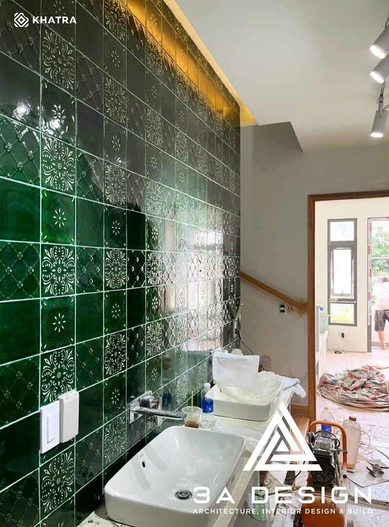 Hình thực tế gạch gốm Green ốp tường