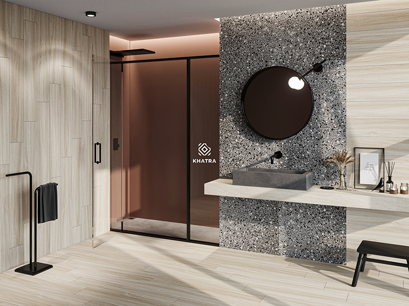 Gạch Terrazzo KT6005 phối gạch giả gỗ W96007