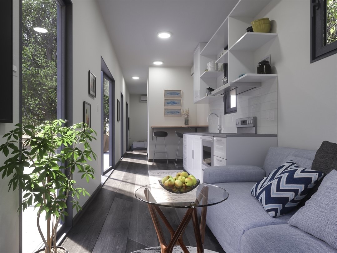 Nội thất hiện đại của căn hộ studio container