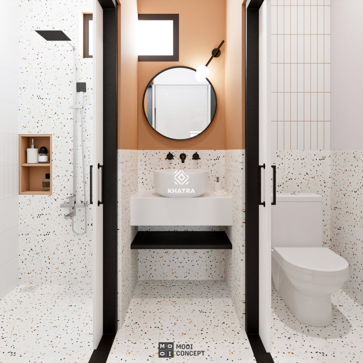 Gạch Terrazzo KHA-126703 lát nền phối thẻ ốp nhà tắm