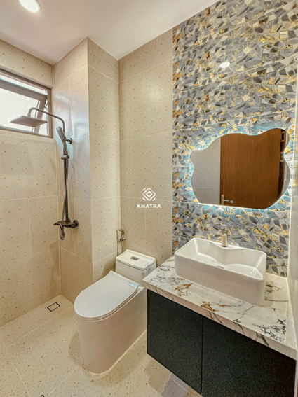 Terrazzo K05 phối K383 ốp lát wc