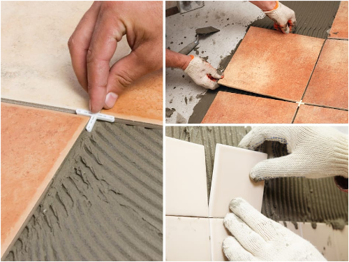 Installing red tiles