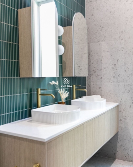 Gạch thẻ Stripe Dark Green 303 ốp nhà tắm
