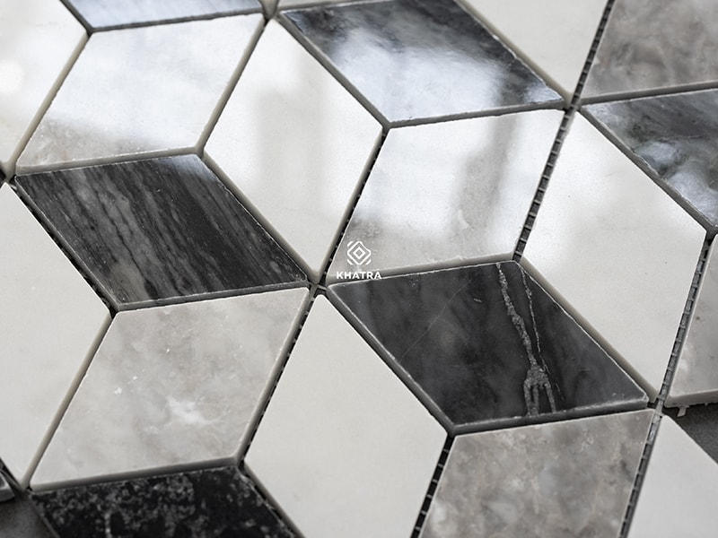 Bề mặt gạch mosaic đá KM Rhomboid