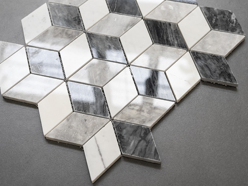 Cạnh gạch mosaic đá KM Rhomboid