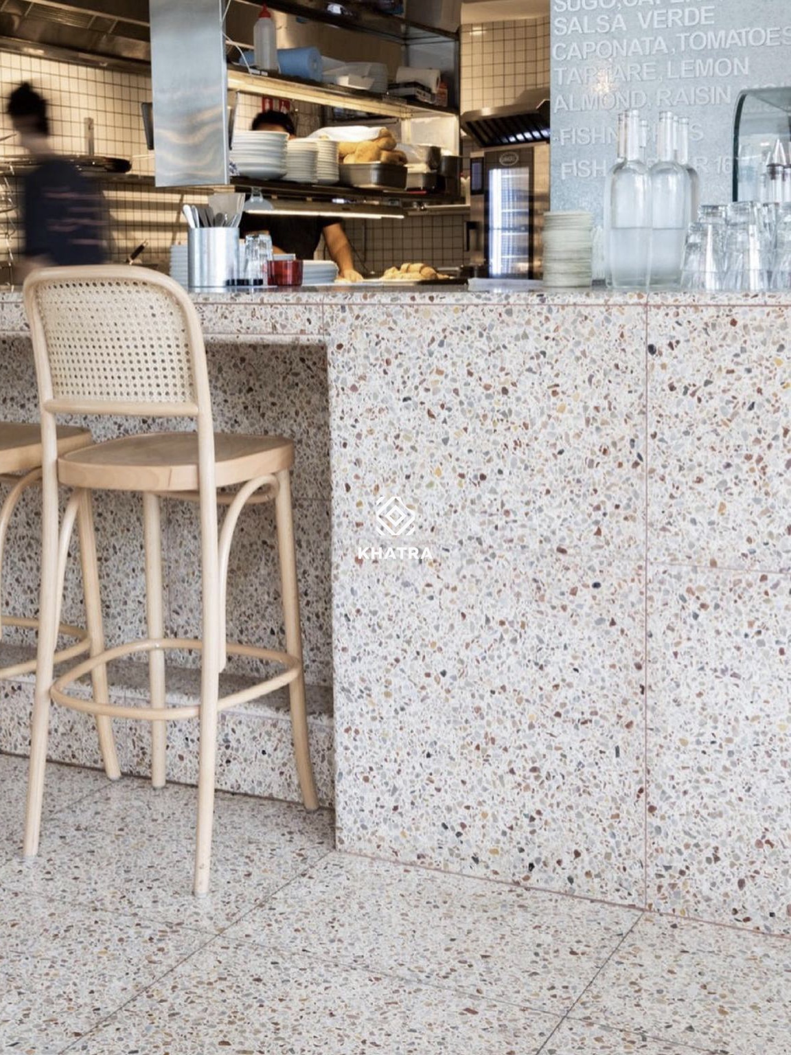 Hình thực tế terrazzo concrete ốp quầy bar Hình thực tế terrazzo concrete ốp quầy bar