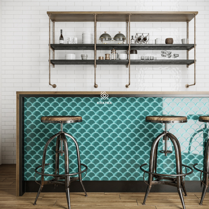 Vảy cá Teal ốp quầy bar phong cách Contemporary