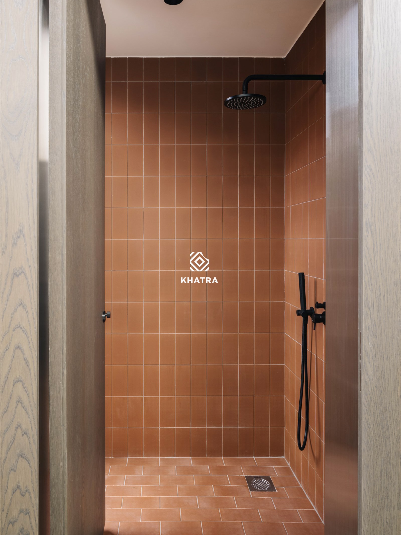 Red wall and floor tiles for bathrooms