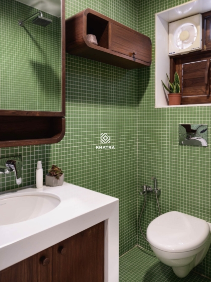 Gạch Mosaic xanh hạt vuông ốp lát wc