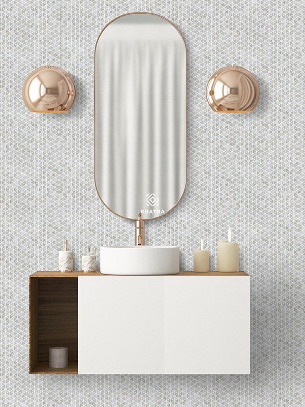 Gạch Mosaic thuỷ tinh mờ hình tam giác ốp tường