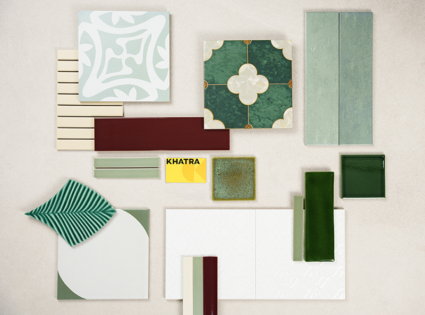 Flatlay gạch bông Trắng - Xanh