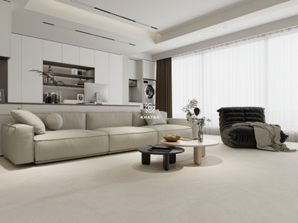 Gạch Travertine Ivory lát nền phòng khách