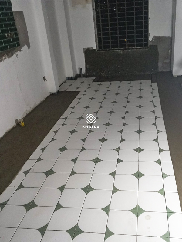 Gạch bông F2166 lát nền (hình thi công)
