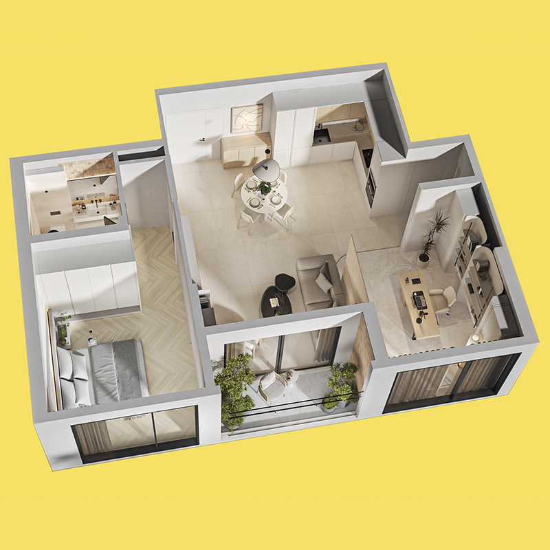 60m2 Warm Minimal style apartment renovation layout