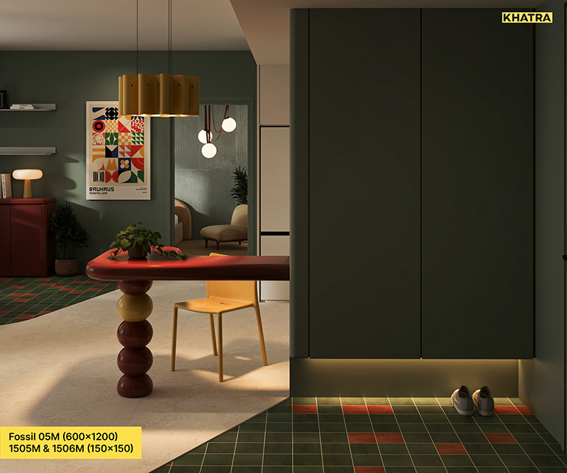 150x150 square subway tiles layout for entryway floor