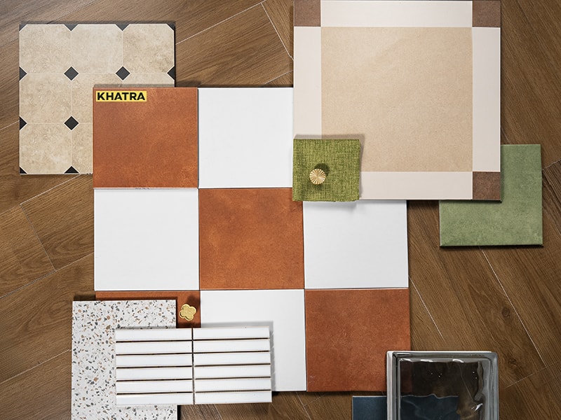 Flatlay gạch ốp lát căn hộ Modern Retro