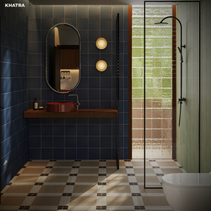 Phòng tắm Modern Retro sử dụng gạch bông ốp lát