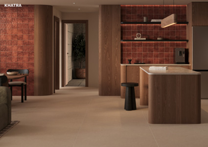 Gạch lát nền 12M phối thẻ Terracotta ốp tường nhấn
