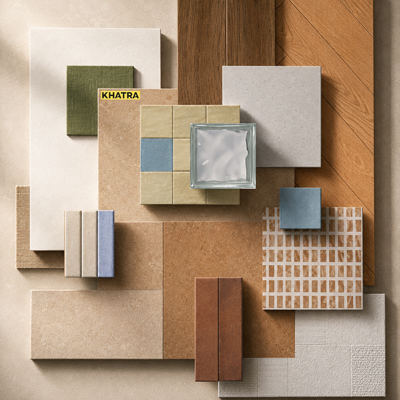 Flatlay of Terra Retreat tile collection