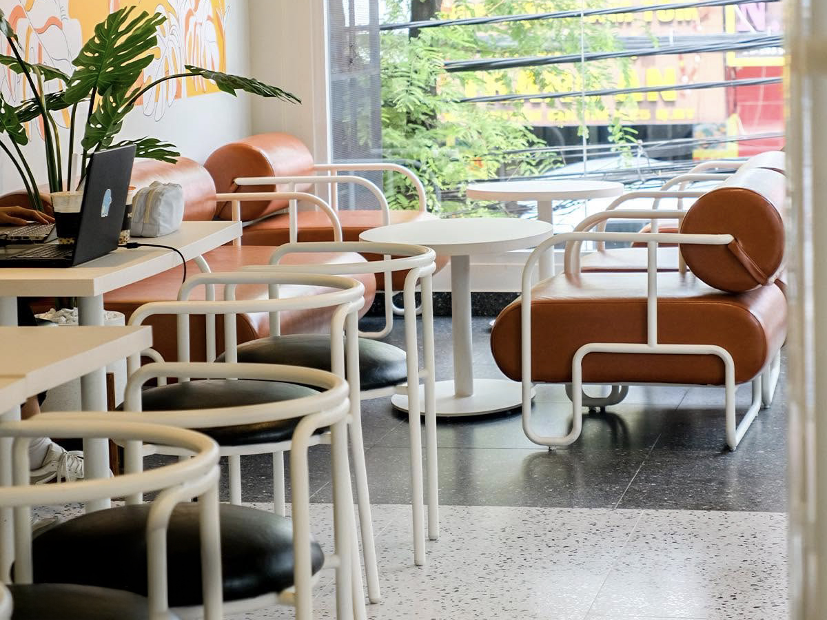 Terrazzo tiles KHA-16012 combined with KHA-16003 for KOI Thé store flooring